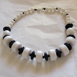 Vintage Black and White Beaded Necklace